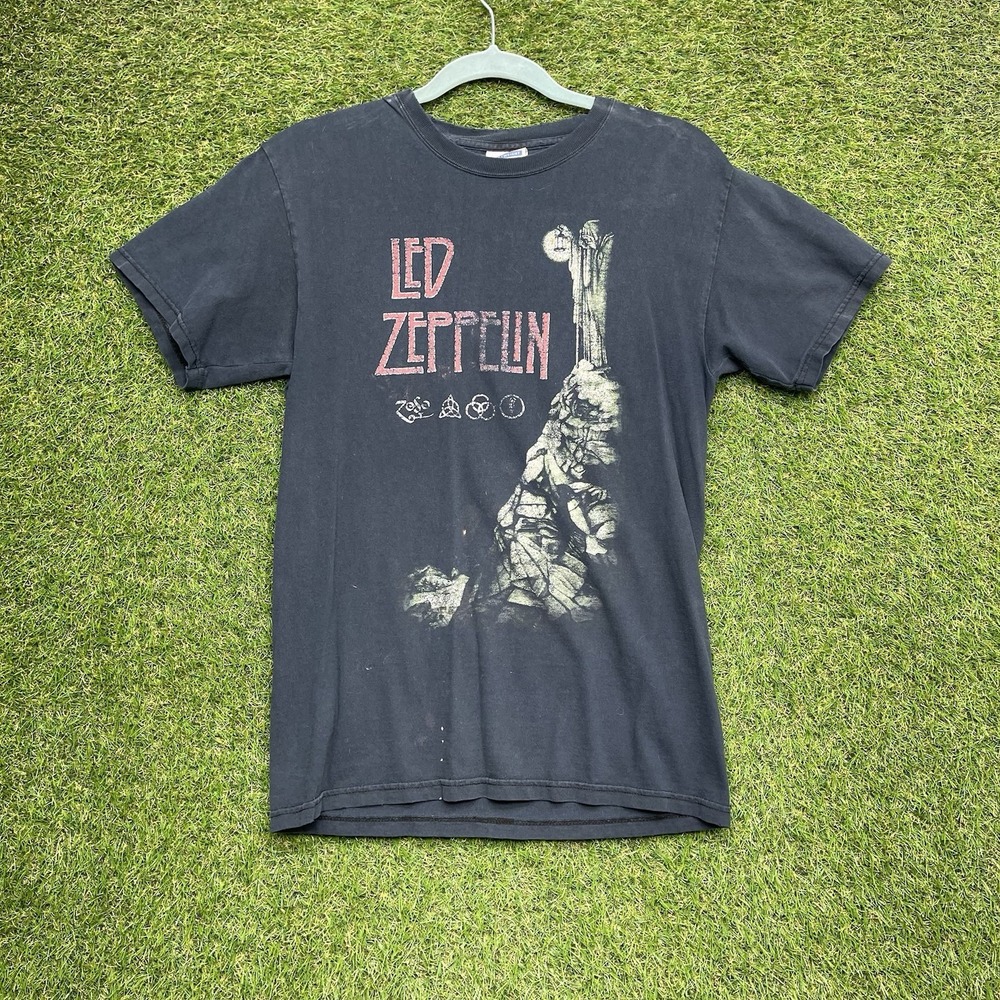 Led Zeppelin Shirt Mens Small Black Hermit Graphic Tee Gildan Band Rock Music